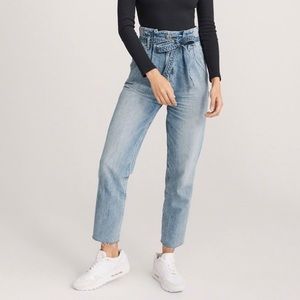 high waisted light wash mom jeans